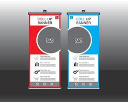 Roll up banner design with round space vector