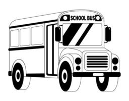 Black and white line illustration of school bus vector