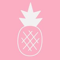 White line icon of a pineapple on pink background vector