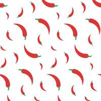 Red chili pepper on white seamless pattern vector