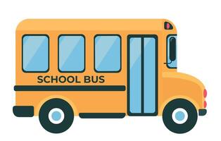 Flat illustration of yellow school bus isolated on transparent background vector