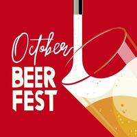 Retro beer poster on a red background. Beer advertisement design. A glass of cold beer. Beer is poured from a barrel vector