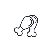 chicken thigh icon. .Editable stroke.linear style sign for use web design,logo.Symbol illustration. vector