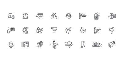 Home security icon set..Editable stroke.linear style sign for use web design,logo.Symbol illustration. vector