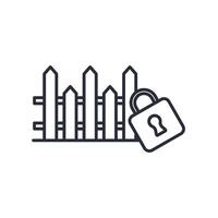 secure fence icon. .Editable stroke.linear style sign for use web design,logo.Symbol illustration. vector