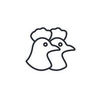 chicken face icon. .Editable stroke.linear style sign for use web design,logo.Symbol illustration. vector