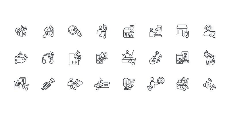music icon. .Editable stroke.linear style sign for use web design,logo.Symbol illustration.