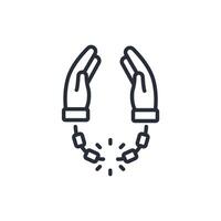 handcuffs freedom icon. .Editable stroke.linear style sign for use web design,logo.Symbol illustration. vector