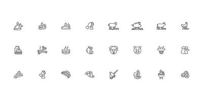 Meat icon set..Editable stroke.linear style sign for use web design,logo.Symbol illustration. vector
