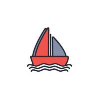 Sail boat icon. .Editable stroke.linear style sign for use web design,logo.Symbol illustration. vector