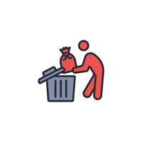throw away icon. .Editable stroke.linear style sign for use web design,logo.Symbol illustration. vector