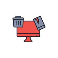 E waste icon. .Editable stroke.linear style sign for use web design,logo.Symbol illustration. vector