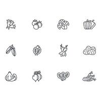 Vegetables icon set..Editable stroke.linear style sign for use web design,logo.Symbol illustration. vector