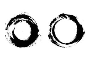 Colorful rounded brush stroke, dirty circle brush effect, grungy round shape brush stroke set vector
