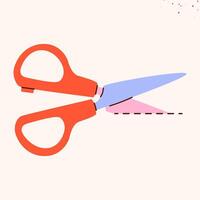Isolated open scissors symbol. Scissors cutting paper,scissoring, shear concept.kid scissors sign.Hand drawn illustration EPS 10 vector