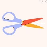 Isolated open scissors symbol. Scissors cutting paper,scissoring, shear concept.kid scissors sign.Hand drawn illustration EPS 10 vector