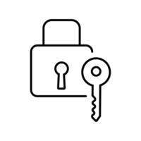 A simple key unlocking a padlock symbolizes security and protection in digital life vector