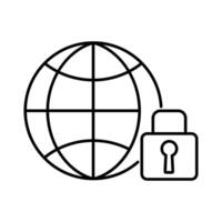 Global internet security symbol featuring a padlock and globe representing online safety measures vector