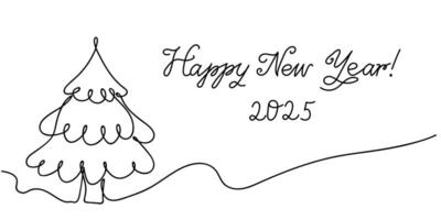 A simple new year greeting with a tree drawing celebrating the arrival of 2025 vector