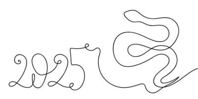 Creative 2025 illustration featuring flowing lines and a serpentine shape on a minimalist background vector