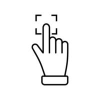 Hand pressing on a screen with a focus frame in a modern digital interaction setting vector