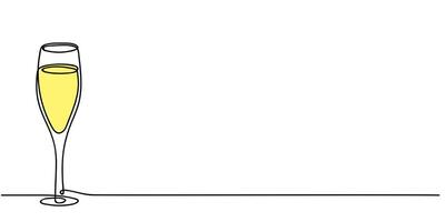 A minimalist sketch of a champagne glass filled with sparkling beverage on a simple background vector