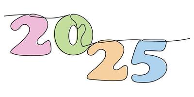 Colorful representation of the years 2020 to 2025 in a playful line drawing style for celebrations vector