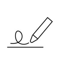 Simple line drawing of a pencil creating a swirl on paper in a minimalist style vector