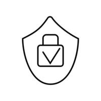 Secure lock symbol on a shield representing safety and protection in a digital environment vector