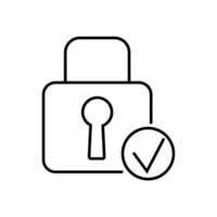 Secure symbol of a padlock with a checkmark representing safety and validation vector