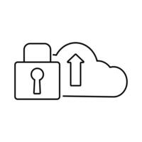 Secure cloud storage concept with lock symbol for data protection in digital applications vector