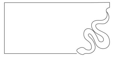 Creative outline of Kansas with a winding river flowing from its eastern border in daylight vector