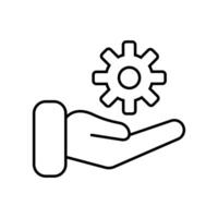 A hand presenting a gear symbolizing innovation in technology and engineering processes vector