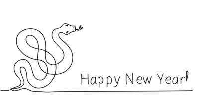 A creative line drawing of a snake wishing everyone a Happy New Year in a minimalist style vector