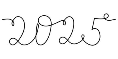 Creative line art representing the year twenty twenty-five with cursive style and artistic flair vector