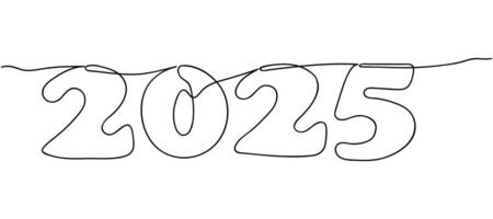 Creative line art design featuring the numbers for the year 2025 shown on a simple backdrop vector