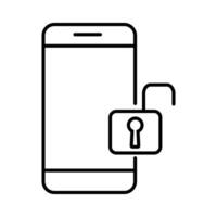 Unlocking a smartphone with a padlock symbol representing security and privacy technology vector