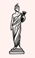Greek statue goddess sketch drawing dark light academia aesthetic ancient civilization mythology illustration line art printable isolated element cut file vector