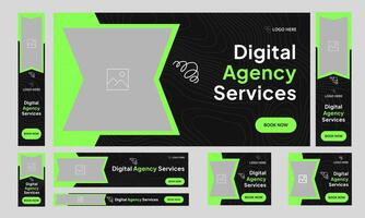 Best digital agency services web set banner design for social media post, digital marketing agency web bundle banner design, fully customizable eps 10 file format vector