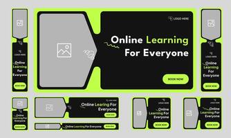Best online learning system web banner design for social media post, online academy web set banner design, learning concept banner design eps 10 file format vector