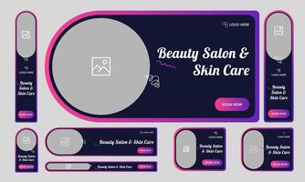 Editable beauty salon web bundle banner design, yoga and massage web set banner design for social media post, customizable eps 10 file format vector