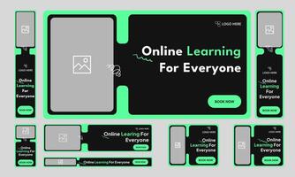 Learning web set banner design for social media post, online education system web bundle banner design, editable eps 10 file format vector