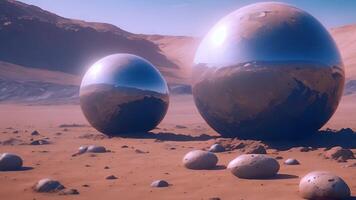 The orbital spacecraft explores space as a new planet in a parallel universe powered by energy, with stars and galaxies. video
