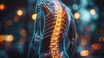 3D X-Ray Image Showing Pain in the Lumbar Spine with Bright Highlight photo