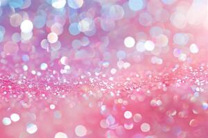 Abstract Pink and White Sparkling Glitter Background with Bokeh Effects for Festive and Celebratory Designs photo