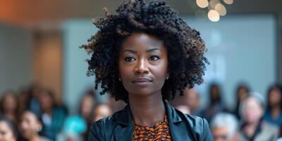 Confident Afro-American Businesswoman in a Corporate Setting photo