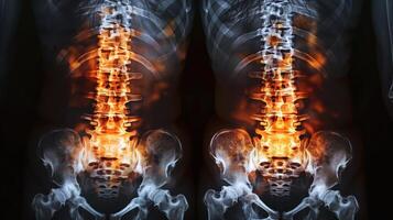 3D X-Ray Showing Lumbar Spine with Pain in the Back and Pelvic Region photo
