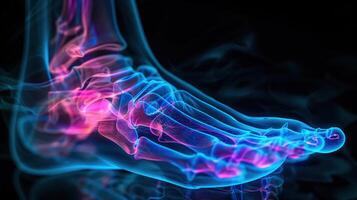 3D X-ray Image Highlighting Pain in Ankle Joint with Vivid Colors photo