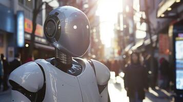 Humanoid Robot Powered by Artificial Intelligence in a Busy Urban Environment photo