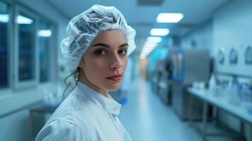 Professional Scientist in a Laboratory Wearing Safety Gear Focused on Work photo
